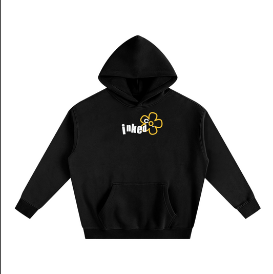 black oversized flower hoodie