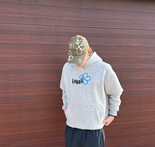 grey oversized flower hoodie