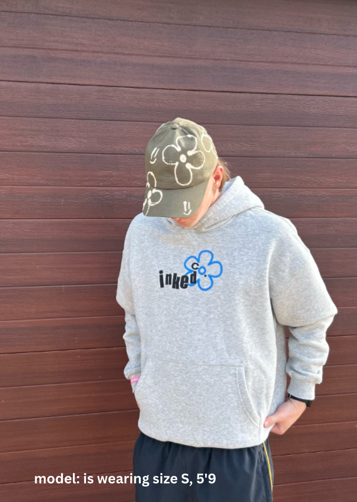 grey oversized flower hoodie
